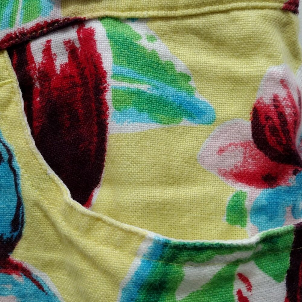 Lauren Ralph Lauren Tropical Floral Linen Pants Size 12 Yellow Resort Chic - Picture 10 of 12